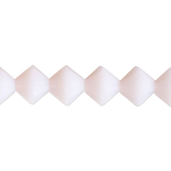 Bead, glass, translucent pastel pink, 10mm bicone with 0.6-0.8mm hole. Sold per 8-inch strand. image number 0