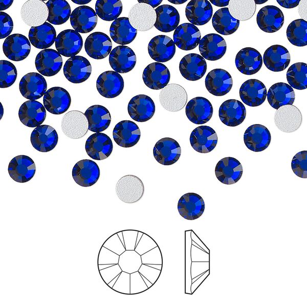 Flat back 1440pk cobalt blue foil back, Preciosa VIVA 12® Czech crystal rhinestone 3.8-4mm chaton rose round SS16 image number 0