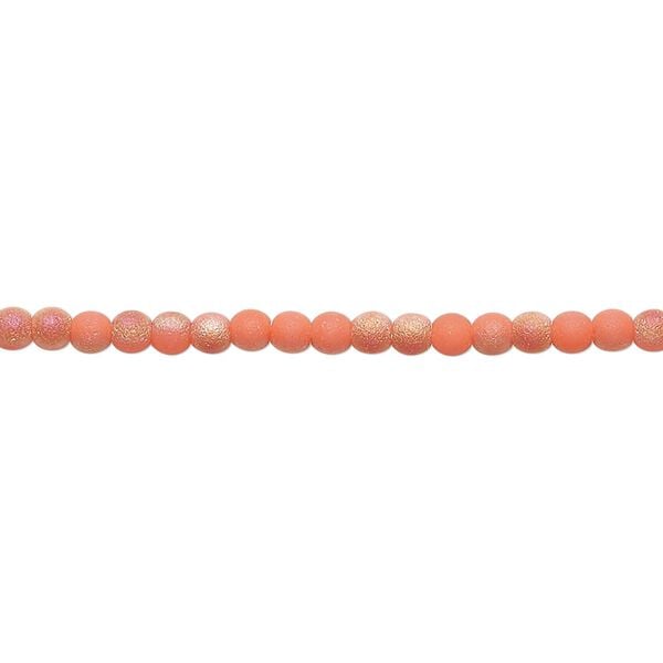 Bead, glass, translucent matte tangerine AB, 2.5mm round. Sold per 15-1/2 to 16-inch strand. image number 0