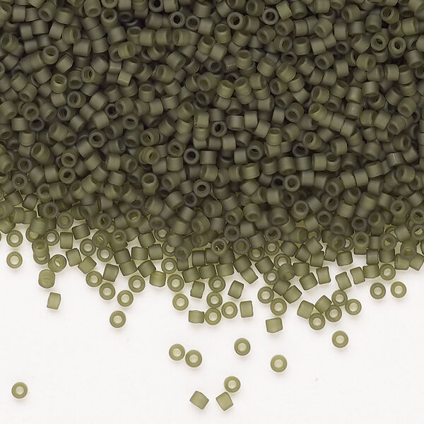 Seed bead, Miyuki Delica®, glass, pkg/7.5g, #11 round, opaque matte glazed luster forrest green. image number 0