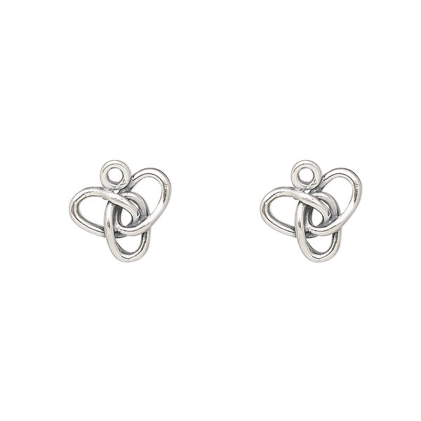 Drop, JBB Findings, sterling silver, 10x9mm knot with 3 loops. Sold per pkg of 2. image number 0