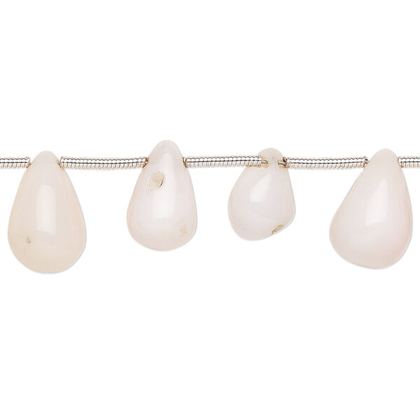 Pink opal / peach opal 1pkg16, hand-cut top-drilled teardrop bead natural 10x6mm-13x9mm image number 0