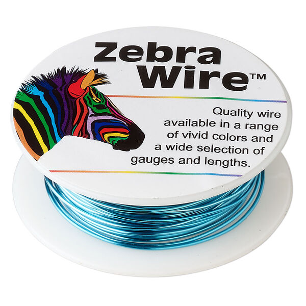 Wire, Zebra Wire™, color-coated copper, turquoise blue, round, 20 gauge. Sold per 15-yard spool. image number 0