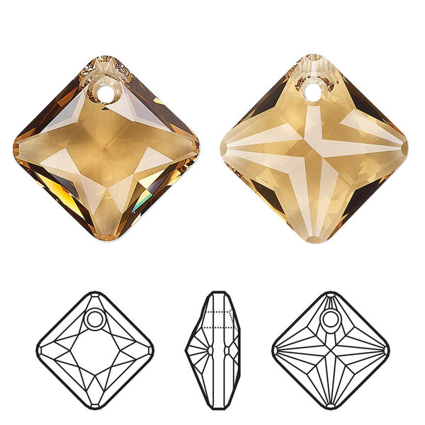 Drop 1pk light Colorado topaz, Crystal Passions® 16mm pendant princess cut 6431 image number 0