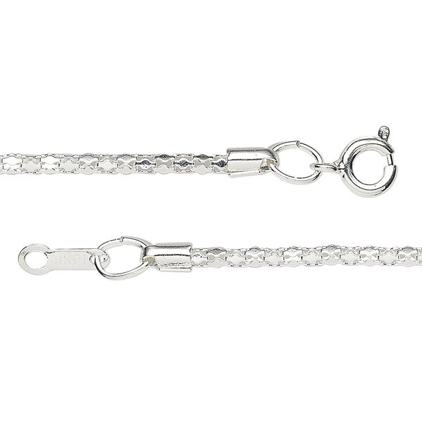 Chain, silver-plated steel, 1.9mm diamond, 24-inch. Sold per pkg of 10. image number 0