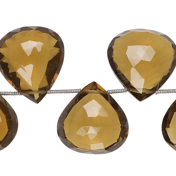 Golden quartz 1pkg13, hand-cut top-drilled faceted puffed teardrop bead 17-23mm image number 0