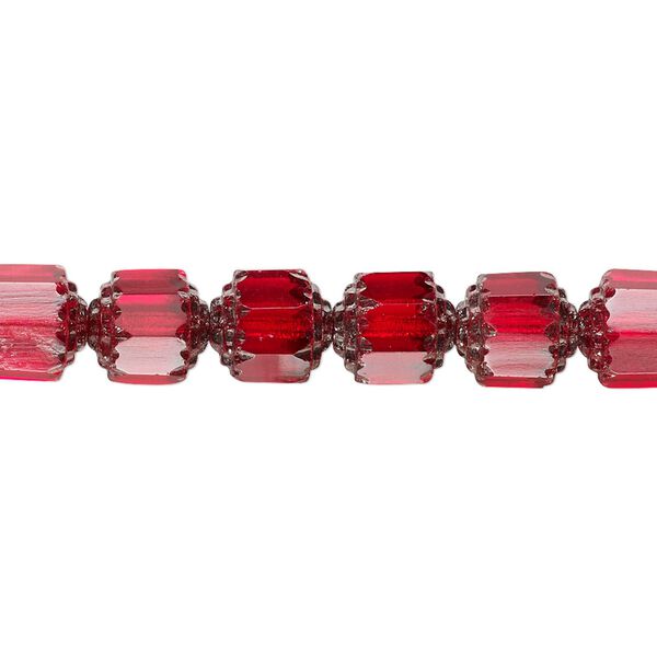 Bead, Czech glass, opaque red and metallic red, 8mm round cathedral. Sold per 15-1/2" to 16" strand. image number 0