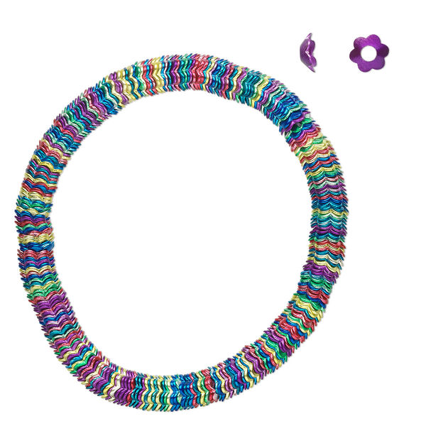 Bead cap, painted steel, jewel tones, 6x2.5mm flower, fits 6-8mm bead. Sold per 6-1/2 inch strand, approximately 300 bead caps. image number 0