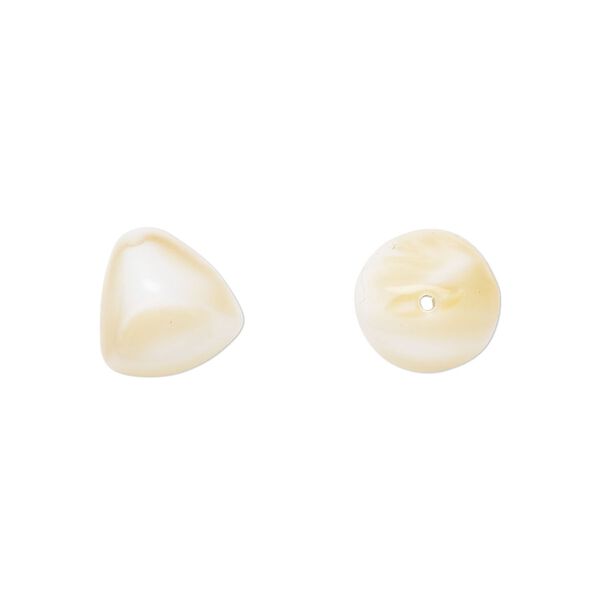Bead, Czech pressed glass, opaque white/tan, 12x11mm trigon. Sold per 15" to 16" strand. image number 0