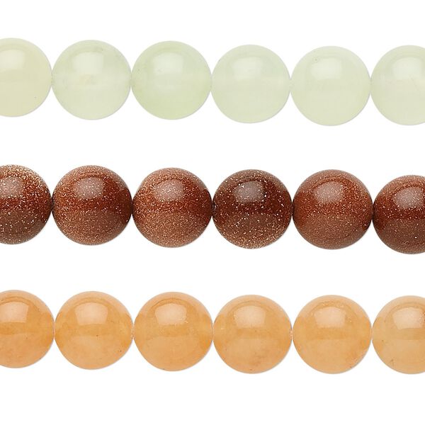 Multi-gemstone / glass 1pkg1, round bead 15.5-16 inch 8mm image number 0