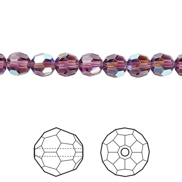 Bead 144pk amethyst shimmer, Crystal Passions® 6mm round 5000 image number 0