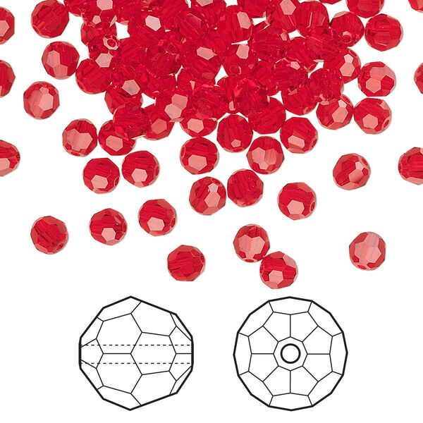 Bead 720pk light Siam, Swarovski® 4mm round 5000 image number 0