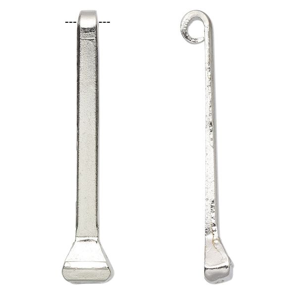 Focal, imitation rhodium-plated carbon steel, 43x8mm horseshoe nail with curl. Sold per pkg of 4. image number 0