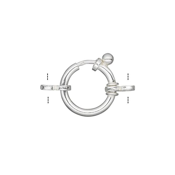 Clasp, springring, sterling silver, 14mm round with 2 double rings. Sold individually. image number 0