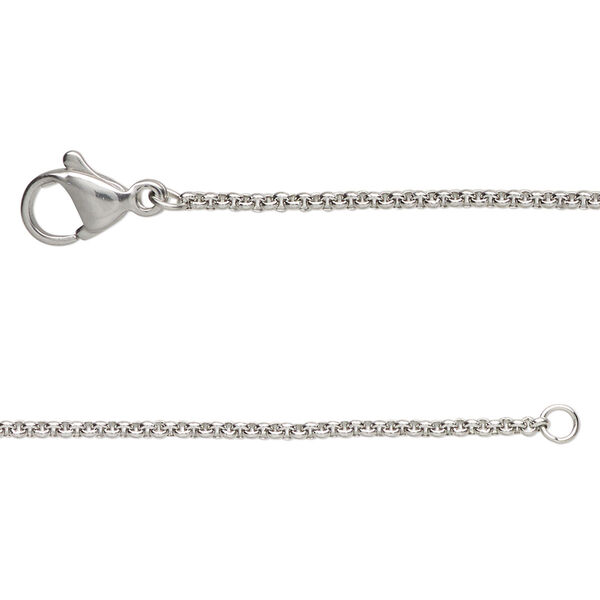 Chain, stainless steel, 1.5mm rolo, 16 inches with lobster claw clasp. Sold individually. image number 0