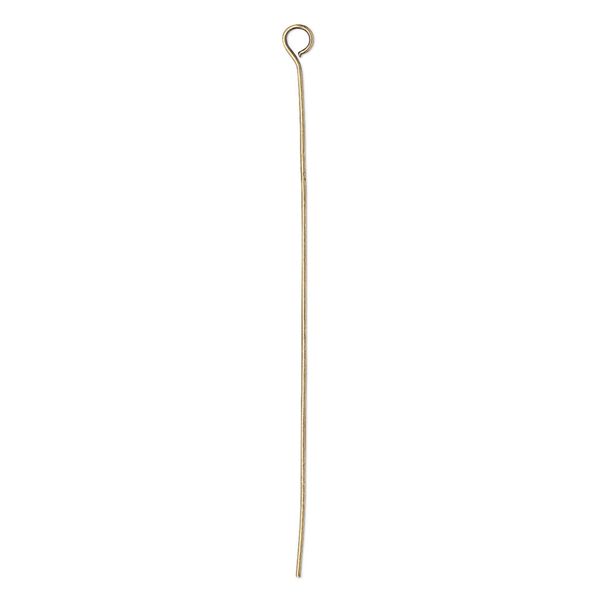 Eye pin, antique gold-plated brass, 2 inches, 24 gauge. Sold per pkg of 500. image number 0