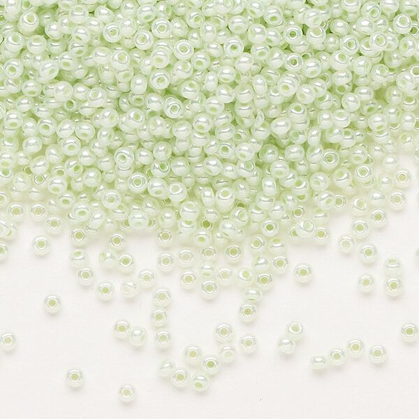 Seed bead, Preciosa Ornela Czech glass, pkg/500g, #11 rocaille, opaque luster pastel green, (37152). image number 0