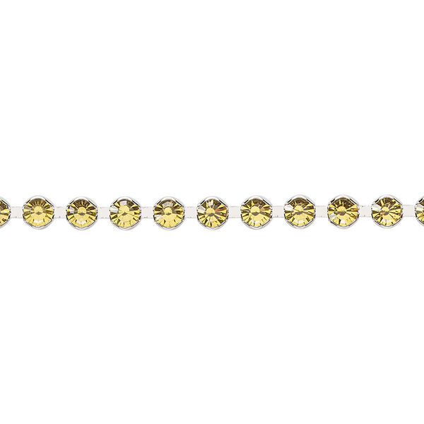 Cupchain, Vintage Crystal™, imitation rhodium-plated brass, citrine, 3.4mm round. Sold per 1-meter section. image number 0