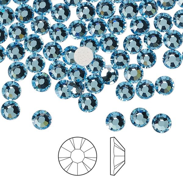 Flat back 144pk aquamarine foil back, Preciosa MAXIMA Czech crystal hotfix rhinestone 4.6-4.8mm chaton rose round SS20 image number 0