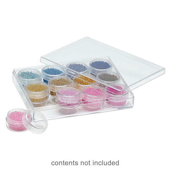 Organizer, clear plastic, 6-3/8 x 4-7/8 x 1 inch rectangle with 12 containers. Sold individually. image number 0