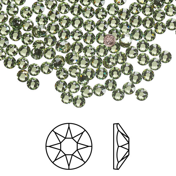 Flat back 1440pk peridot foil back, Swarovski® ReCreated™ hotfix 3-3.2mm round SS12 2078 image number 0