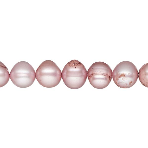 Pearl, cultured freshwater pearl (dyed), dusty rose, 7-8mm semi-round, D grade, Mohs hardness 2-1/2 to 4. Sold per 15" strand, approximately 50 beads. image number 0