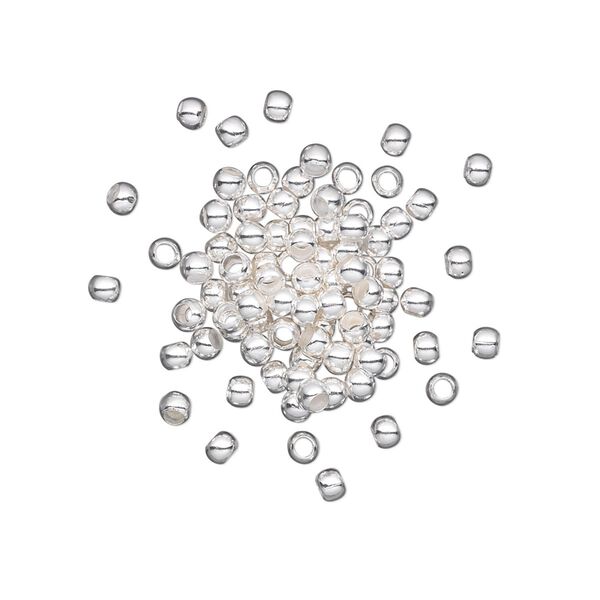 Crimp, silver-plated brass, 2.5mm round, 1.5mm inside diameter. Sold per pkg of 500. image number 0