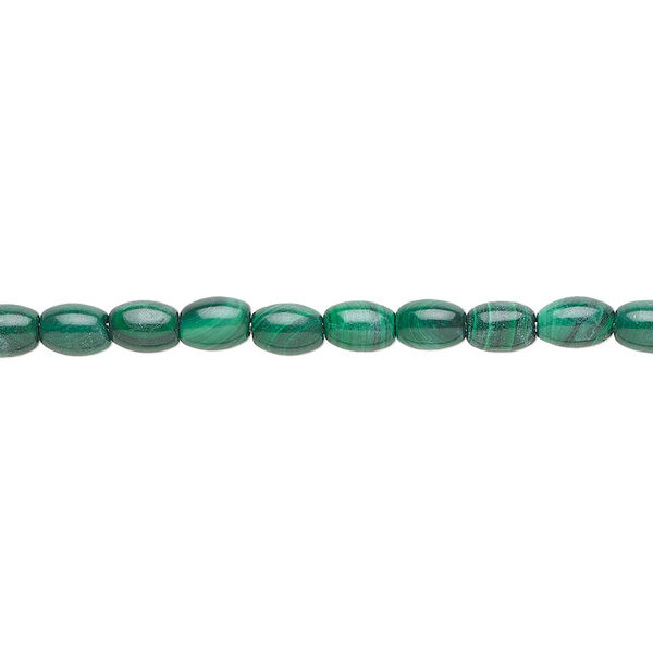 Malachite 1pkg1, oval bead natural 8 inch 6x4mm image number 0