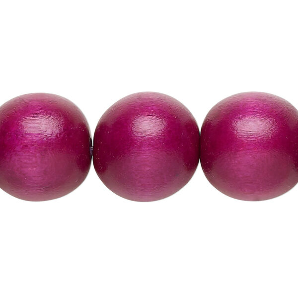 Bead, Taiwanese cheesewood (dyed / waxed), dark purple, 15-16mm round. Sold per 15-1/2" to 16" strand. image number 0