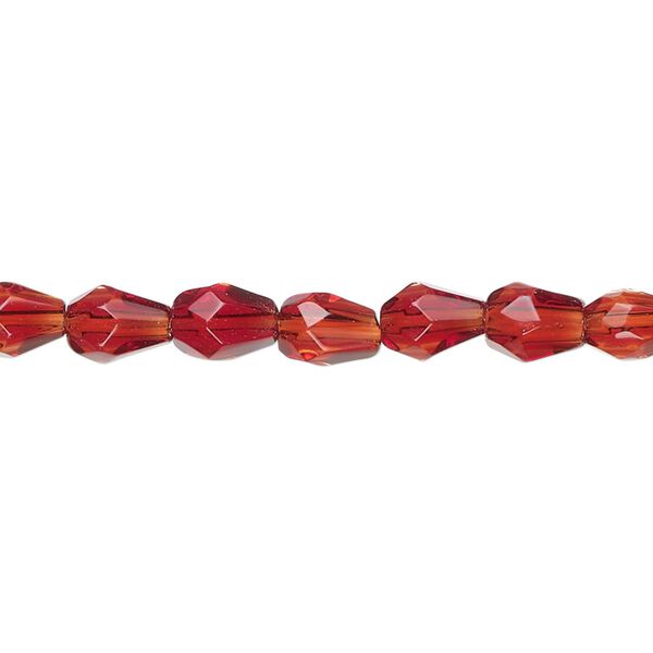 Garnet 1pkg1, hand-cut faceted teardrop bead 15.5-16 inch 8x5mm image number 0