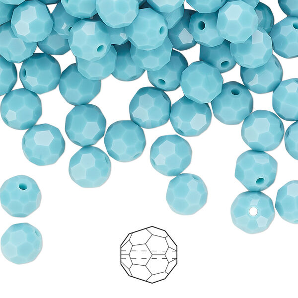 Bead 288pk turquoise, Preciosa Czech crystal 6mm round image number 0