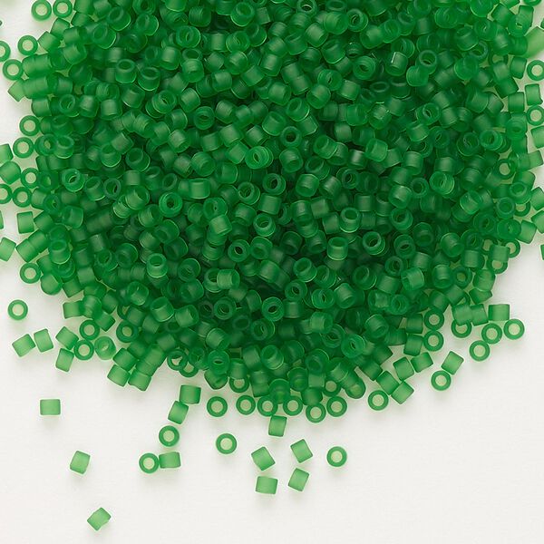 Seed bead, Delica®, glass, pkg/7.5g, #11 round, translucent matte green (DB-0746). image number 0