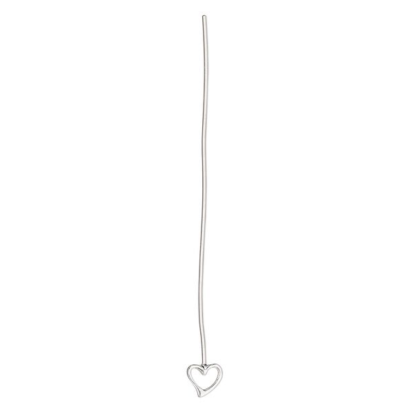 Head pin 1pkg1 sterling silver, 2 inches with 5mm open heart, 22 gauge. image number 0