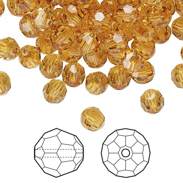 Bead 144pk golden topaz, Crystal Passions® 6mm round 5000 image number 0