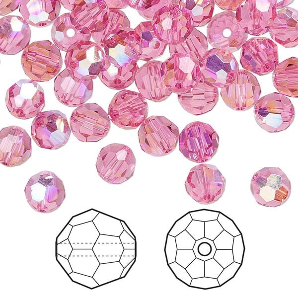 Bead 144pk rose AB, Crystal Passions® 6mm round 5000 image number 0