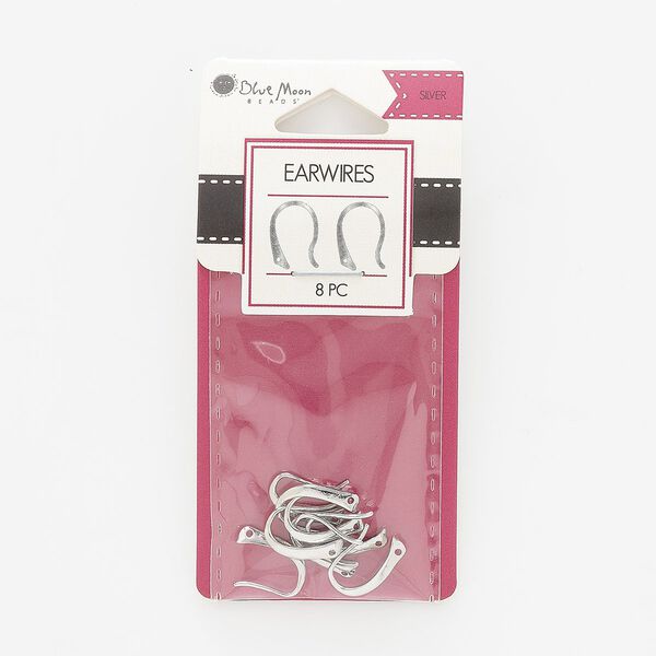 Ear wire fishhook 1pkg8 "pewter" (zinc-based alloy), 13mm fancy / closed loop, 20 gauge silver-finished 4 pair image number 0