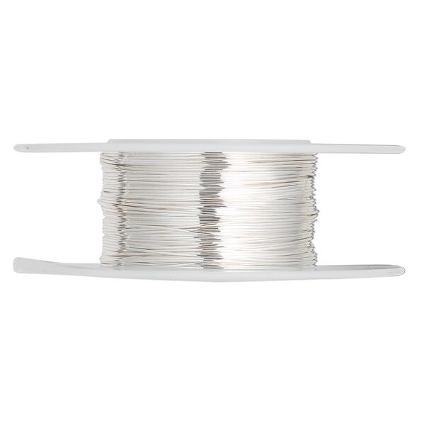Wire, sterling silver, half-hard, round, 26 gauge. Sold per 25-foot spool. image number 0