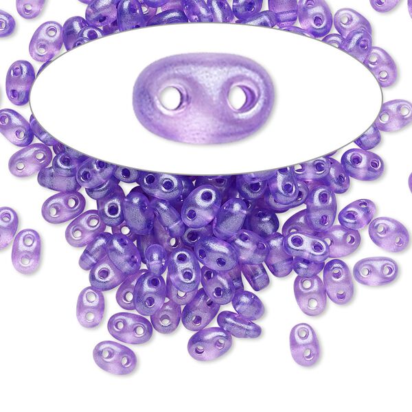 Seed bead, Preciosa Twin™ Czech glass, pkg/50g, 5x2.5mm oval, translucent lilac terra pearl clear, (08328). image number 0
