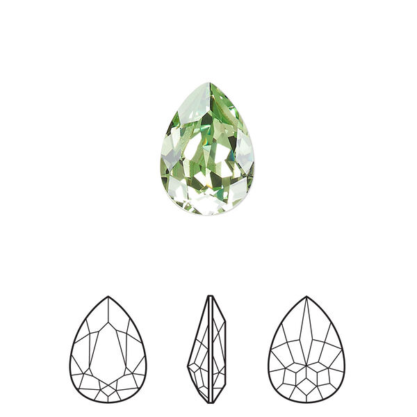 Fancy stone 144pk peridot foil back, Swarovski® ReCreated™ 14x10mm pear 4320 image number 0
