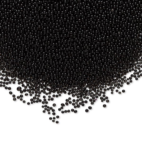 Bead, glass, opaque black, 1mm undrilled micro round. Sold per 15-gram vial. image number 0
