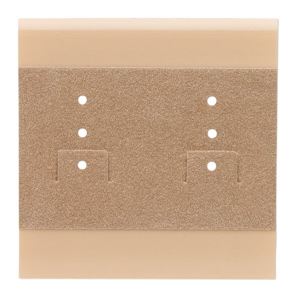 Earring card, plastic and velour, camel, 2x2-inch square. Sold per pkg of 100. image number 0