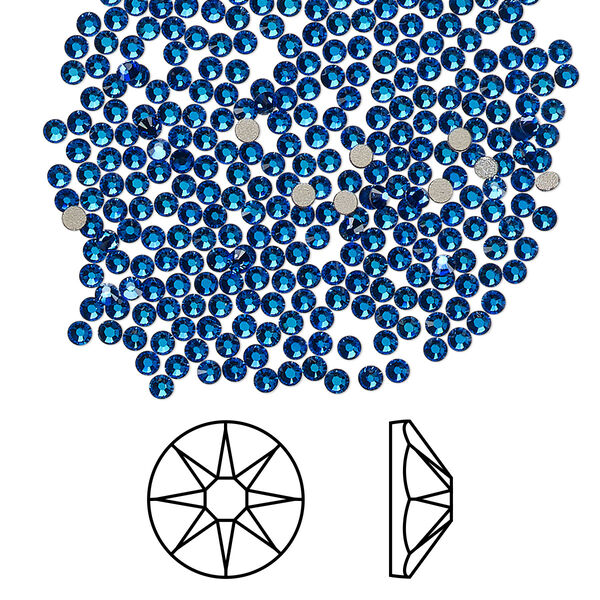 Flat back 1440pk crystal Bermuda blue foil back, Swarovski® 1.7-1.9mm rose round SS5 2058 image number 0