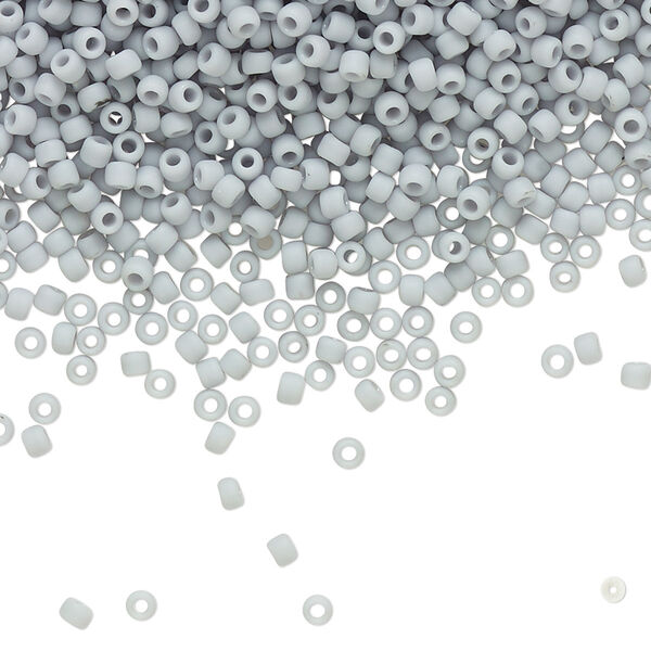 Seed bead, TOHO BEADS®, glass, pkg/250g, #11 round, opaque frosted grey (TR-11-53F). image number 0