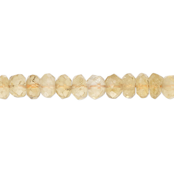 Citrine 1pkg1, hand-cut micro-faceted rondelle bead 14 inch 6x4mm-7x5mm image number 0