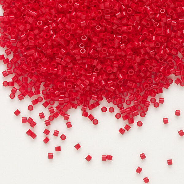 Seed bead, Delica®, glass, pkg/50g, #15 round, opaque red (DBS-0723). image number 0