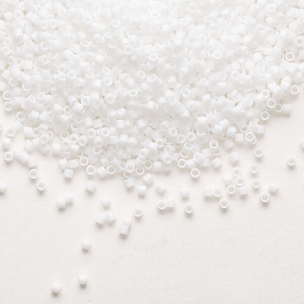 Seed bead, Delica®, glass, pkg/250g, #15 round, opaque matte rainbow chalk white (DBS-0351). image number 0