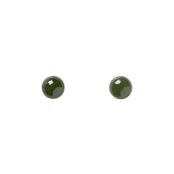 Nephrite jade 1pkg2, calibrated round cab natural B grade, 6mm image number 0