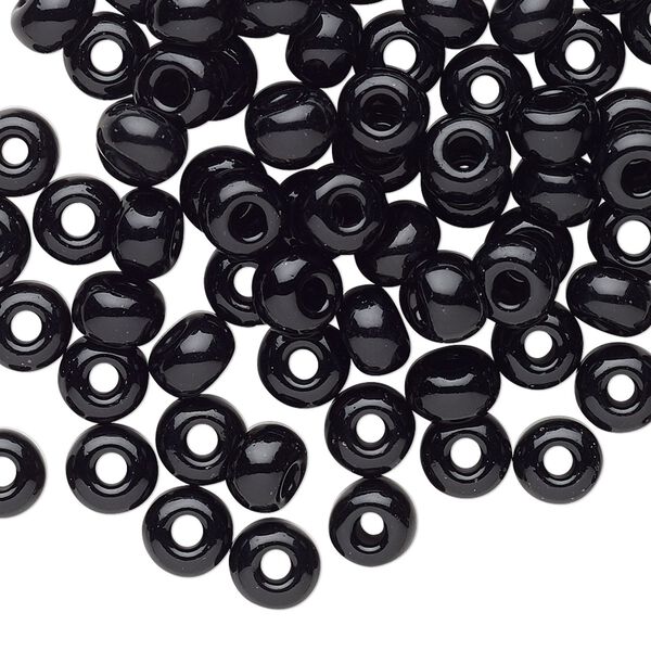 Seed bead, Preciosa Ornela Czech glass, pkg/500g, #2 rocaille, opaque black, (23980). image number 0