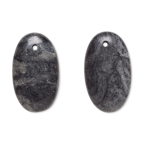 Picasso marble 1pkg2, puffed flat back oval drop natural 24x14mm-26x15mm image number 0
