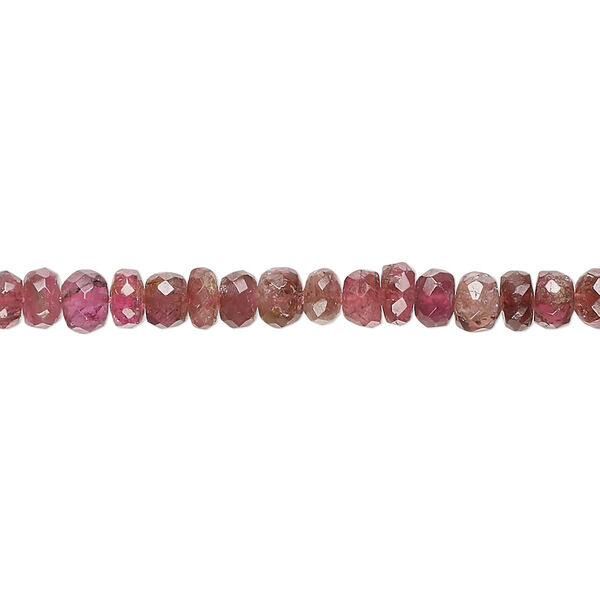 Pink tourmaline 1pkg1, hand-cut faceted rondelle bead natural 14 inch 4x2mm-5x4mm image number 0